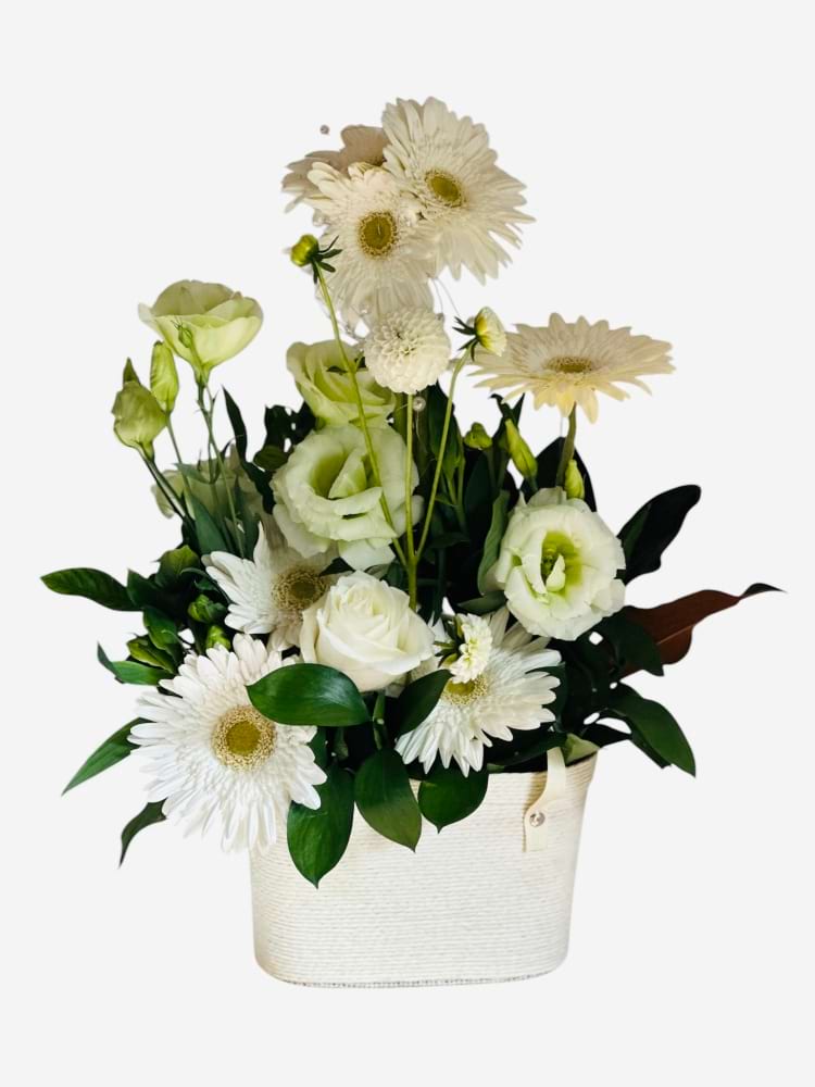 Pure Grace â€“ White Floral Basket